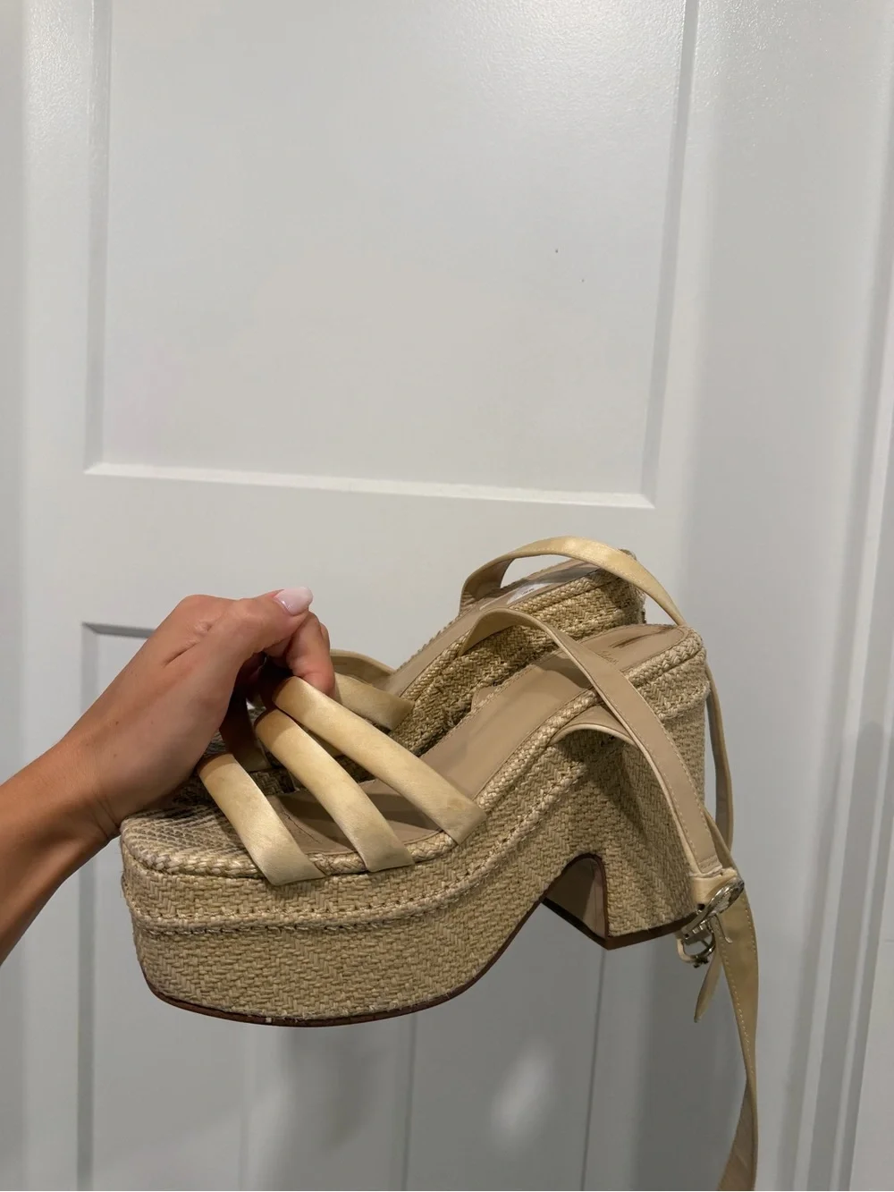 Sam Edelman Metallic Gold Platform Sandals with Ankle Strap